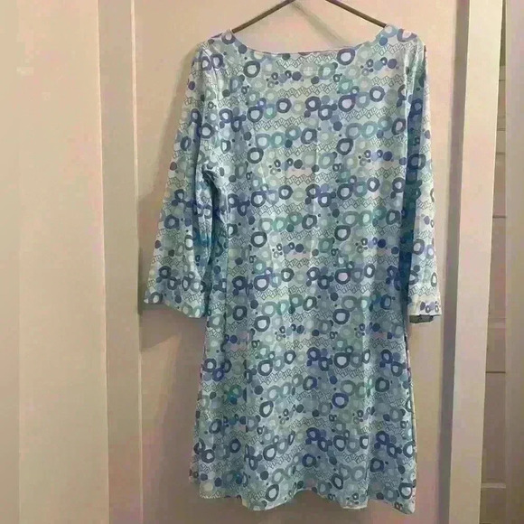 Beautiful Jean G Blue Pattern Shift Above the Knee V Neck Dress - Picture 4 of 4